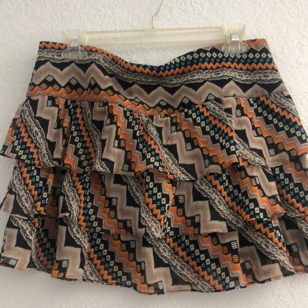 Mini skirt with raffles Aztec Abstract Print